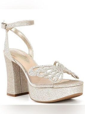 NWT Copper Key Platform sandals with a butterfly motif. Shimmering.Sz.8,5